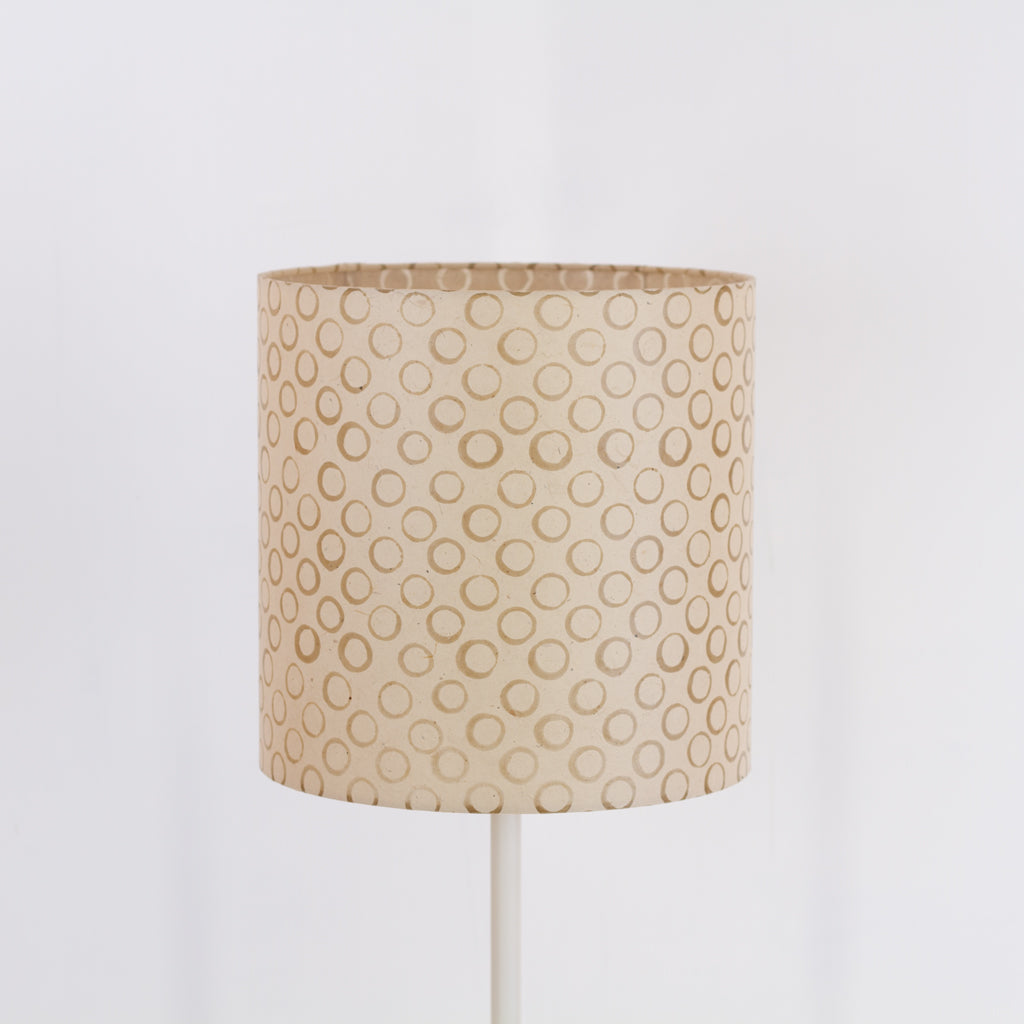 Drum Lamp Shade - P74 - Batik Natural Circles, 30cm(d) x 30cm(h)