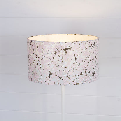 Drum Lamp Shade - W02 ~ Pink Cherry Blossom on Grey, 35cm(d) x 20cm(h)