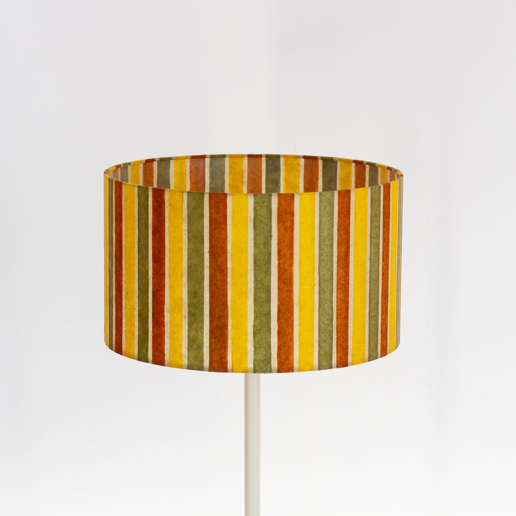 Drum Lamp Shade - P06 - Batik Stripes Autumn, 35cm(d) x 20cm(h)