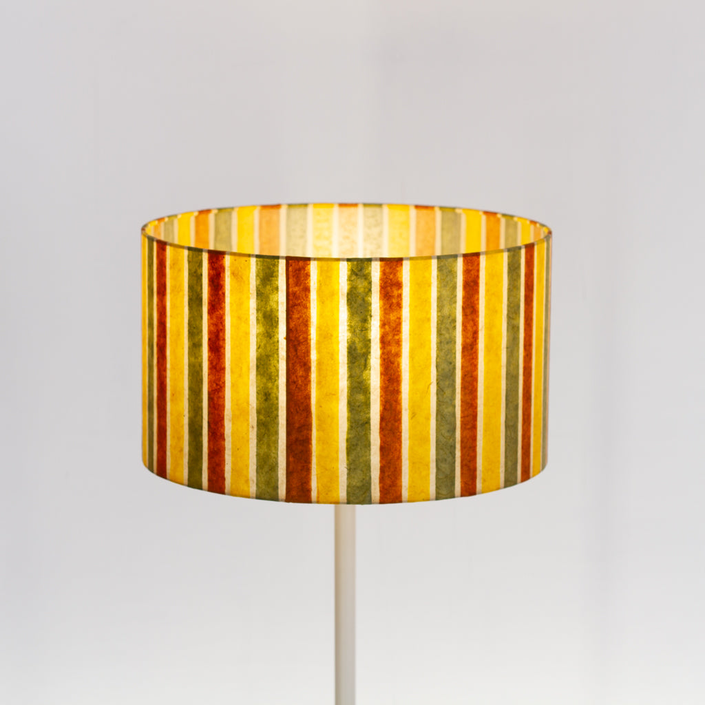Drum Lamp Shade - P06 - Batik Stripes Autumn, 35cm(d) x 20cm(h)