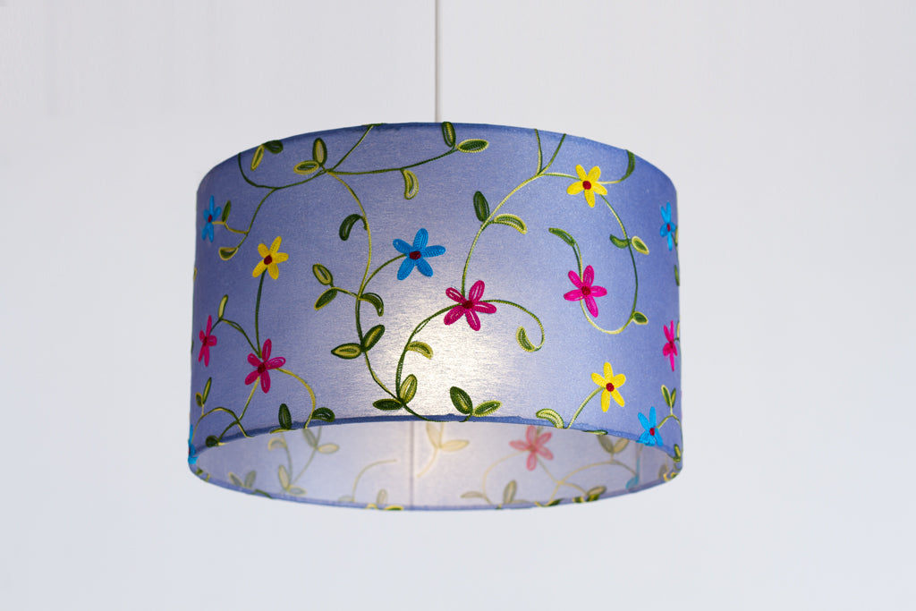 Drum Lamp Shades P46 ~ Embroidered Evening Blue