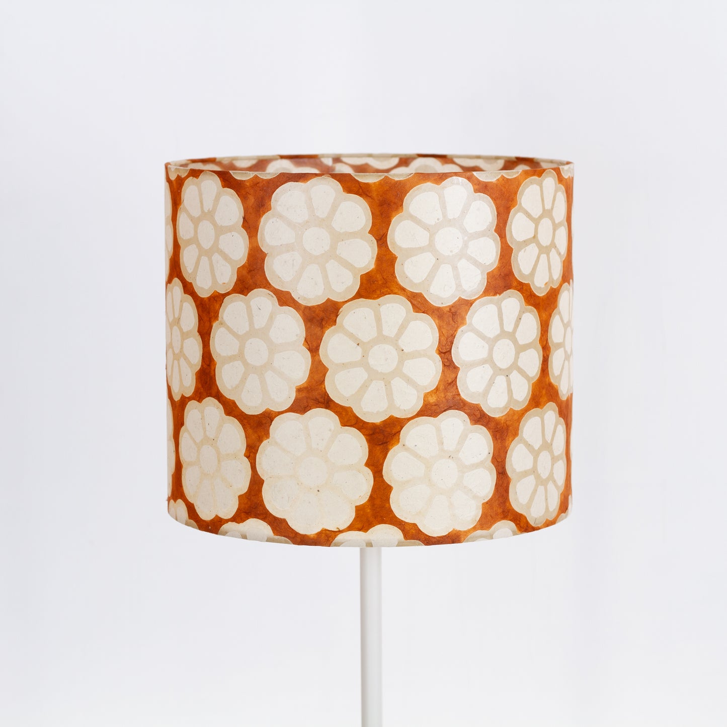 Drum Lamp Shade - P20 - Batik Big Flower on Brown, 35cm(d) x 30cm(h)