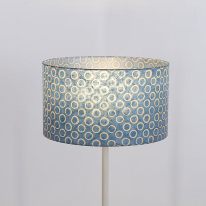 Drum Lamp Shade - P72 - Batik Blue Circles, 35cm(d) x 20cm(h)
