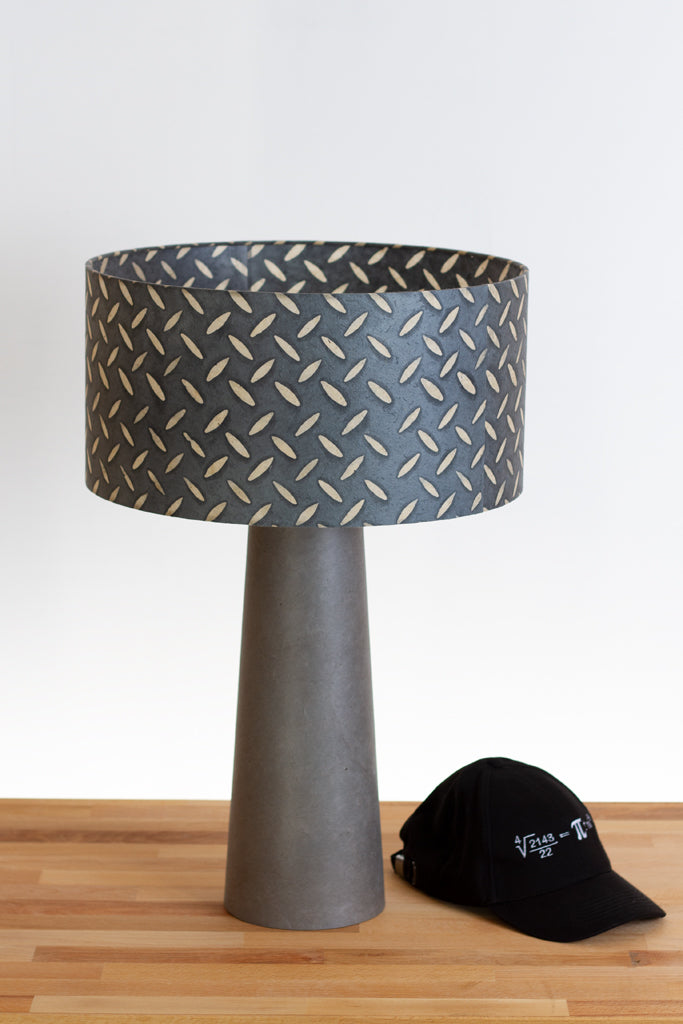 Matching Table Lamp Large with Drum Lamp Shade P88 ~ Batik Tread Plate Grey