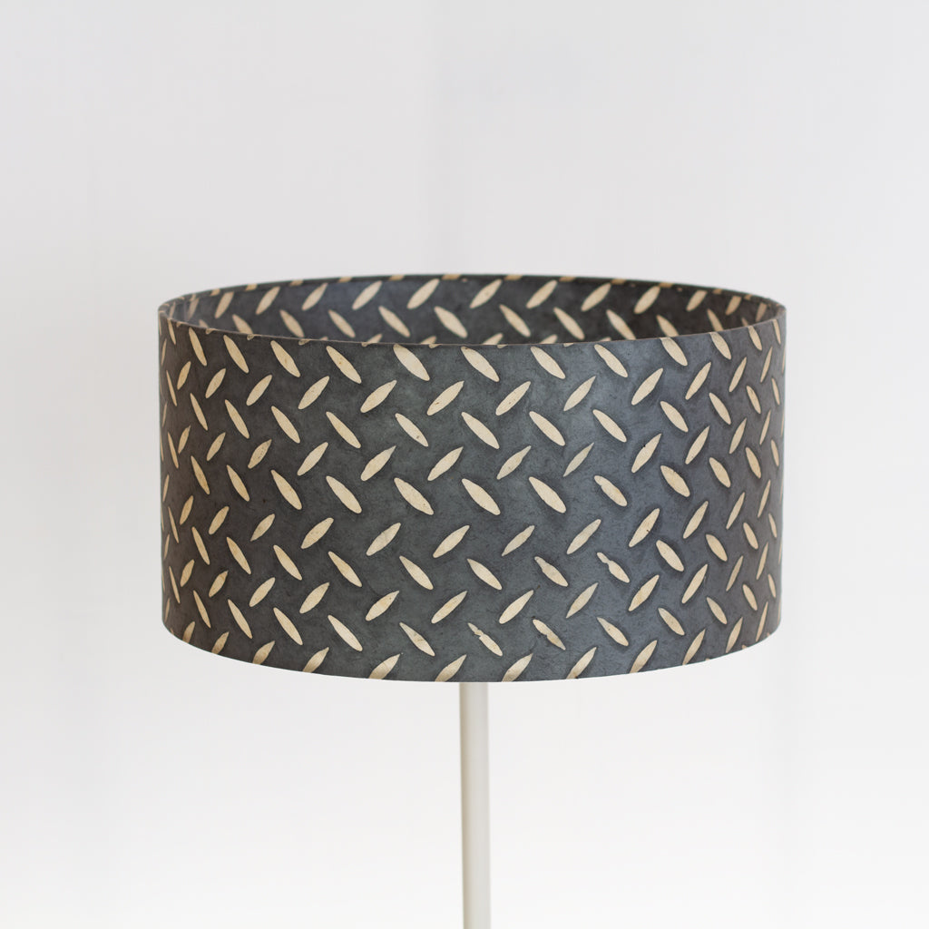 Drum Lamp Shade - P88 ~ Batik Tread Plate Grey, 40cm(d) x 20cm(h)