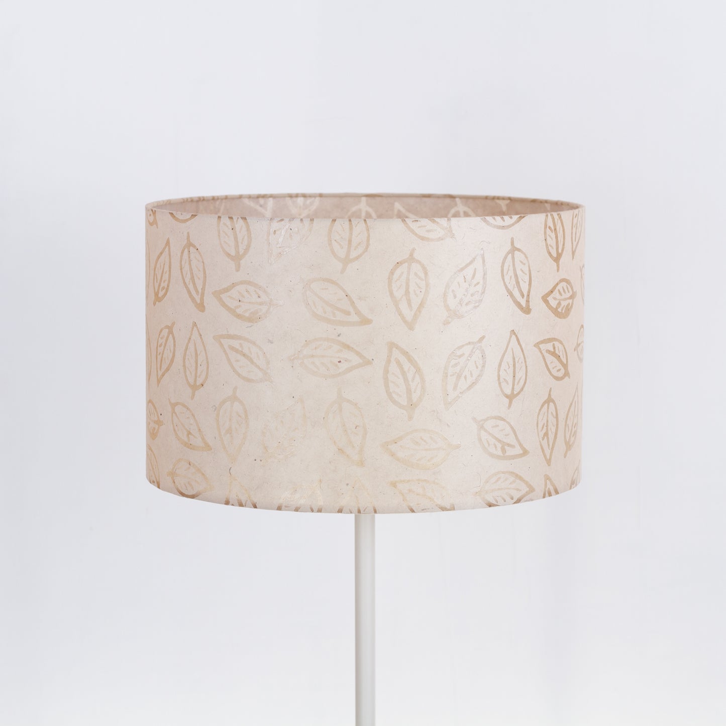 Drum Lamp Shade - P28 - Batik Leaf on Natural, 40cm(d) x 25cm(h)
