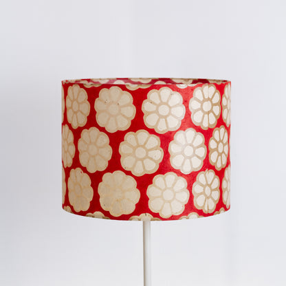 Drum Lamp Shade - P18 - Batik Big Flower on Red, 40cm(d) x 30cm(h)