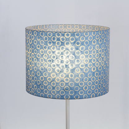 Drum Lamp Shade - P72 - Batik Blue Circles, 40cm(d) x 30cm(h)