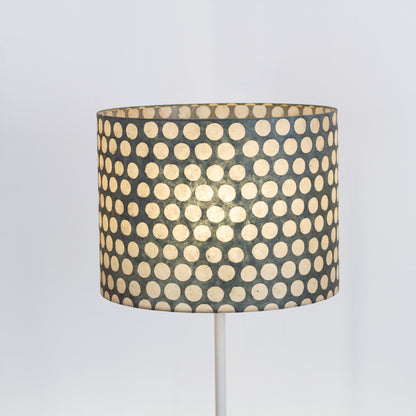 Drum Lamp Shade - P78 - Batik Dots on Grey, 40cm(d) x 30cm(h)