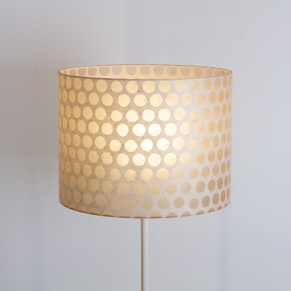 Drum Lamp Shade - P85 ~ Batik Dots on Natural, 40cm(d) x 30cm(h)