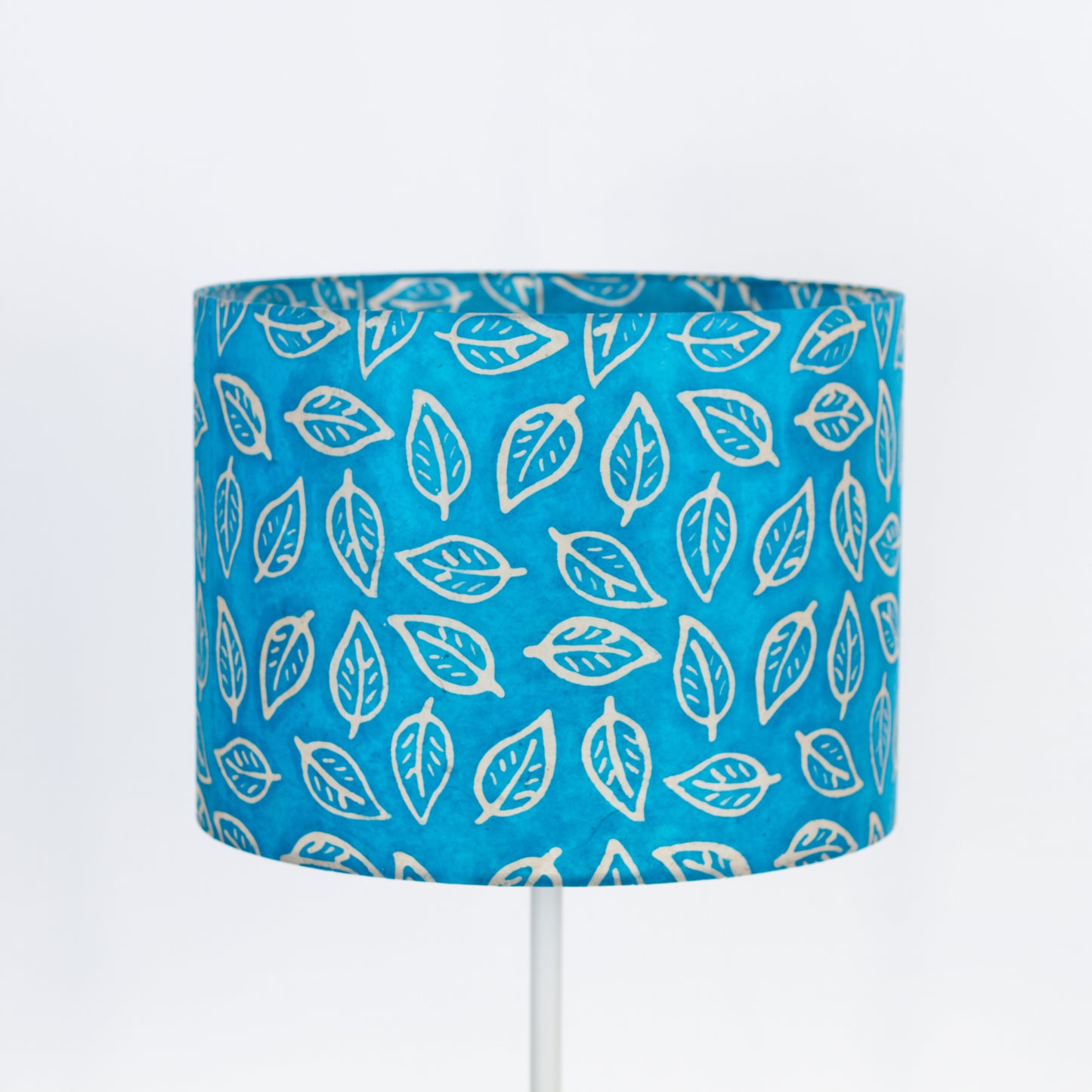 Drum Lamp Shade - B125 ~ Batik Leaf Teal, 40cm(d) x 30cm(h)