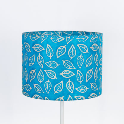 Drum Lamp Shade - B125 ~ Batik Leaf Teal, 40cm(d) x 30cm(h)