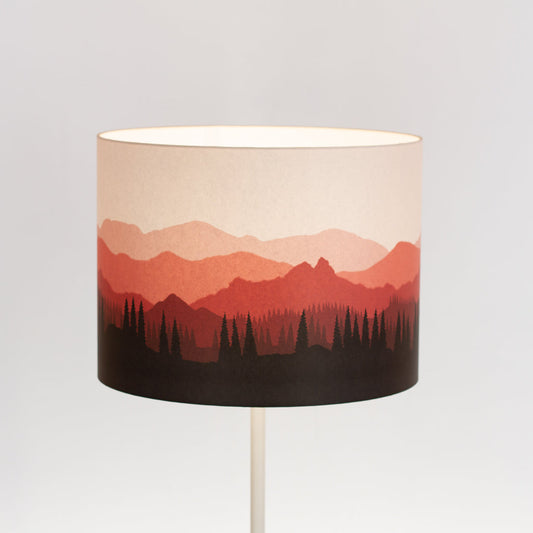 Landscape #4 Print Drum Lamp Shade 40cm(d) x 30cm(h) - Red (D24)
