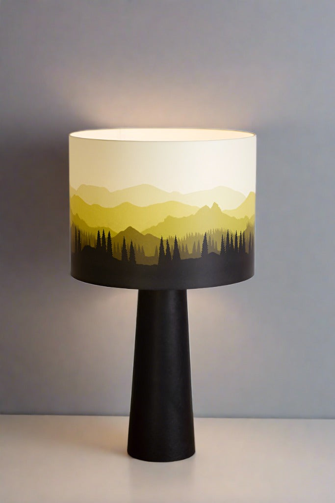 Matching Table Lamp Large with Drum Lamp Shade ~ Landscape #4 Yellow (D23)
