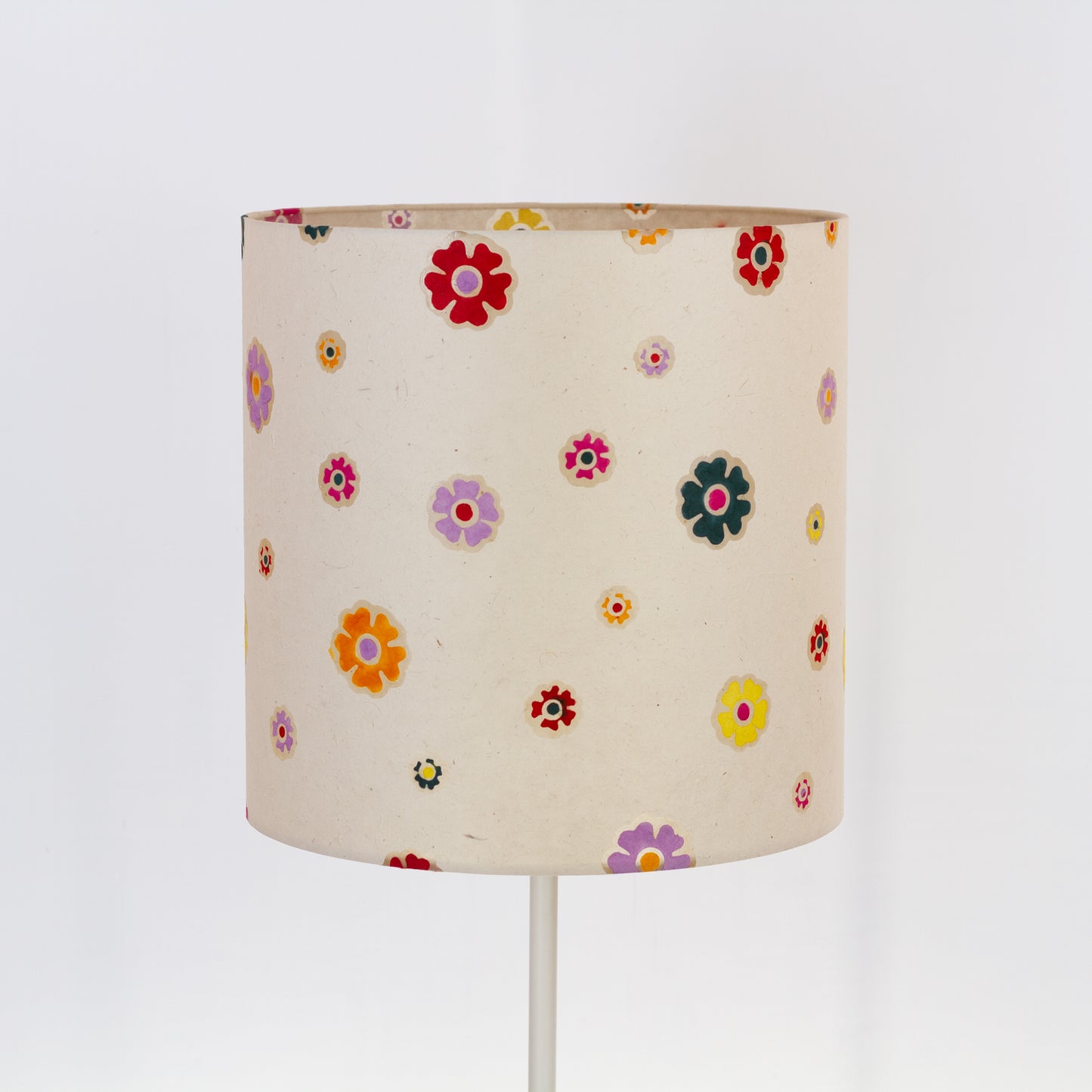 Drum Lamp Shade - P35 - Batik Multi Flower on Natural, 40cm(d) x 40cm(h)