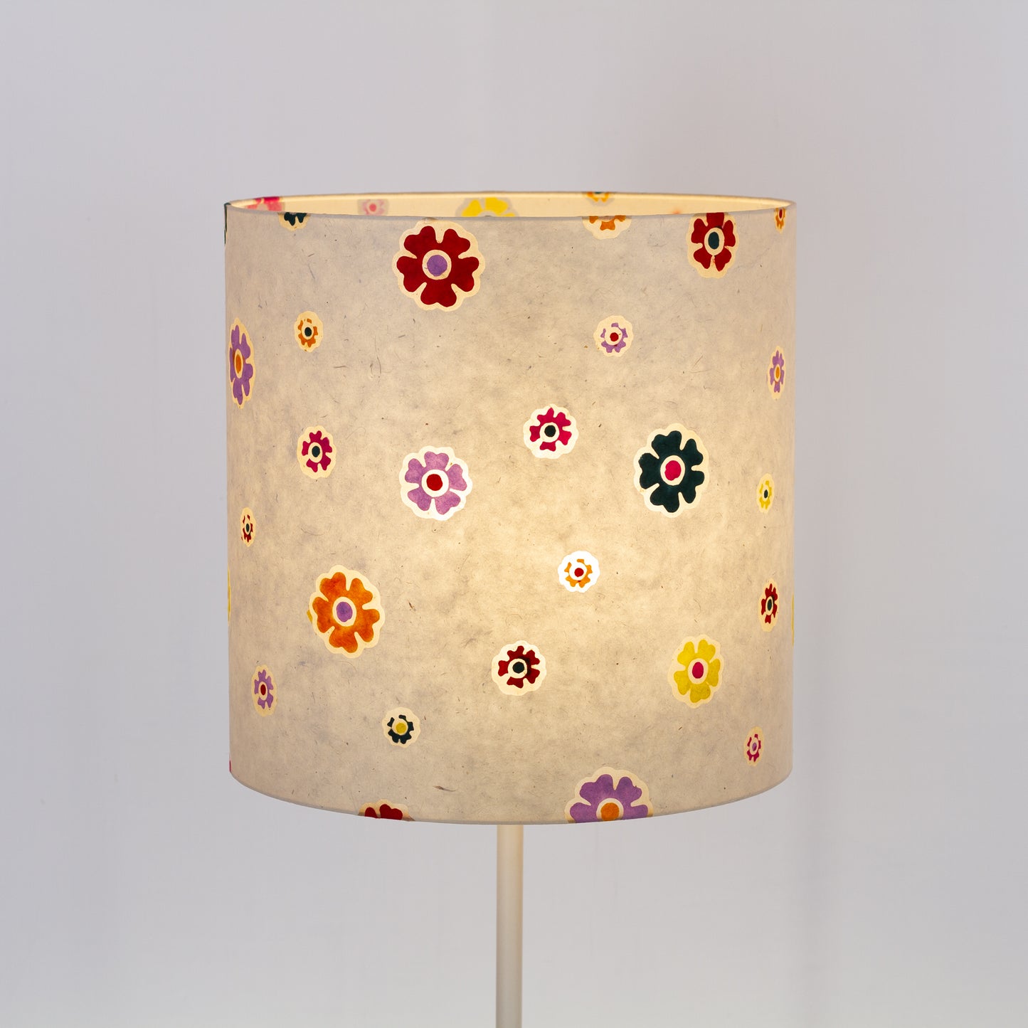 Drum Lamp Shade - P35 - Batik Multi Flower on Natural, 40cm(d) x 40cm(h)