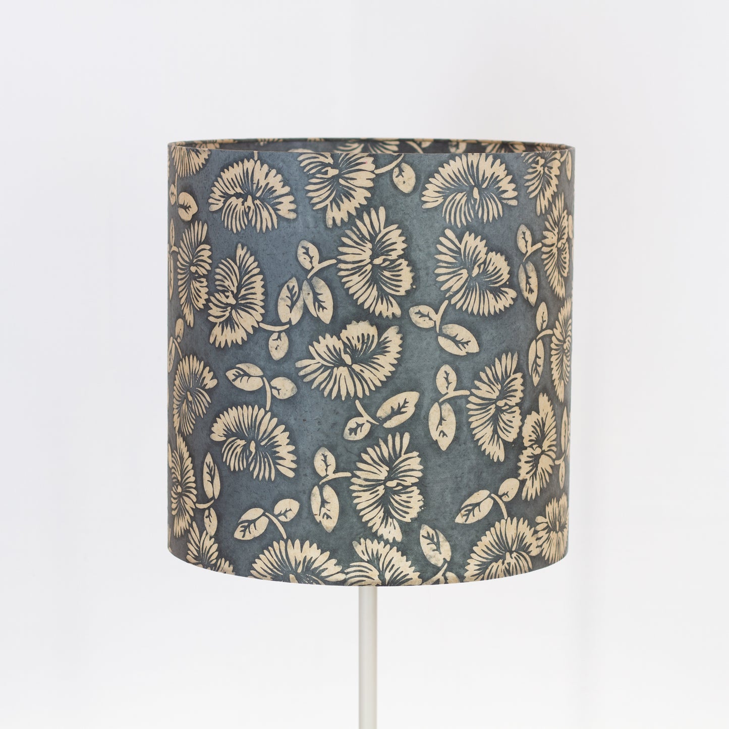 Drum Lamp Shade - B119 Batik Peony Grey, 40cm(d) x 40cm(h)
