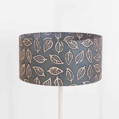 Drum Lamp Shade - B124 ~ Batik Leaf Grey, 40cm(d) x 20cm(h)