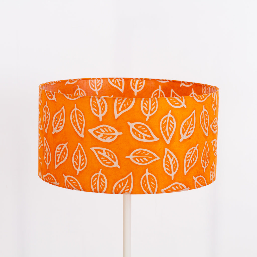 Drum Lamp Shade - B123 ~ Batik Leaf Orange, 40cm(d) x 20cm(h)