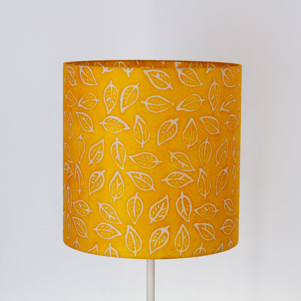 Drum Lamp Shade - B107 ~ Batik Leaf Yellow, 40cm(d) x 40cm(h)