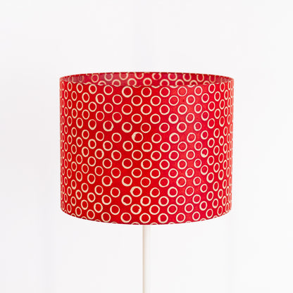 Drum Lamp Shade - P83 - Batik Red Circles, 40cm(d) x 30cm(h)
