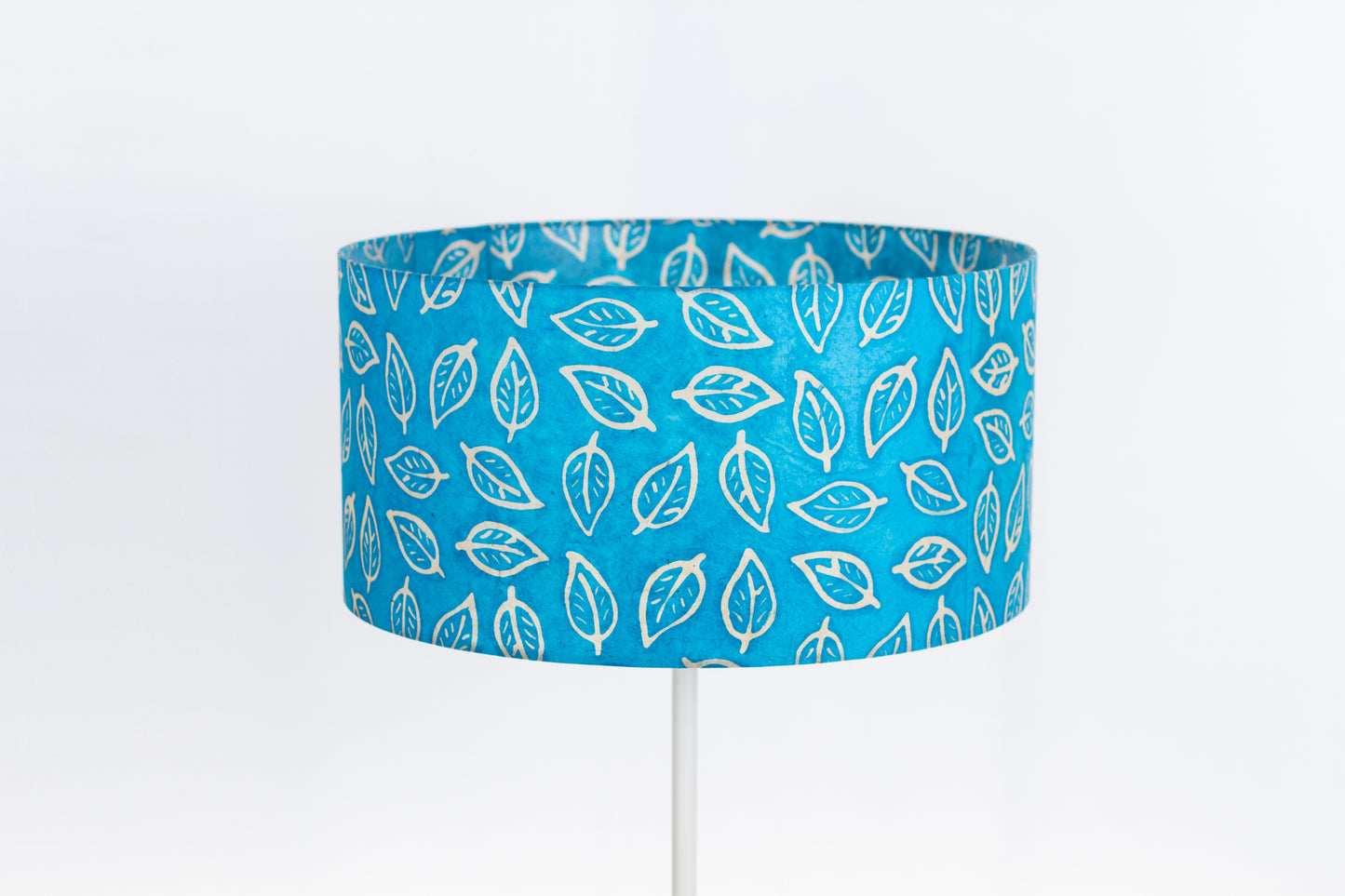 Drum Lamp Shade - B125 ~ Batik Leaf Teal, 50cm(d) x 25cm(h)