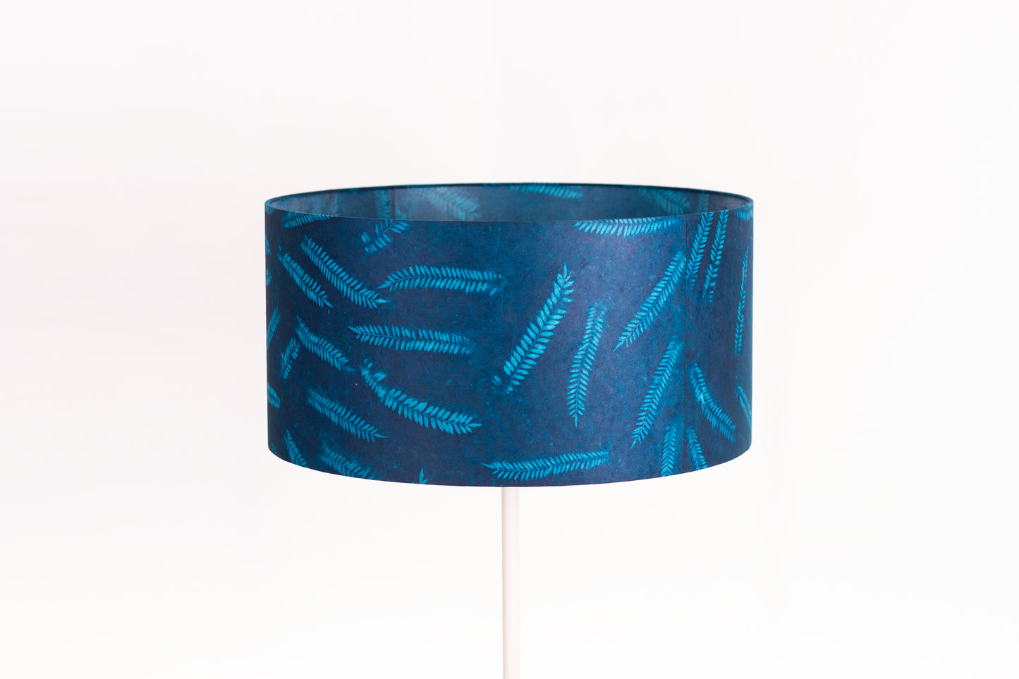 Drum Lamp Shade - B106 ~ Resistance Dyed Teal Fern, 50cm(d) x 25cm(h)