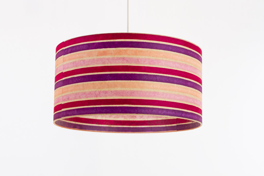 Drum Lamp Shade - P04 - Batik Stripes Pink Horizontal, 50cm(d) x 25cm(h)