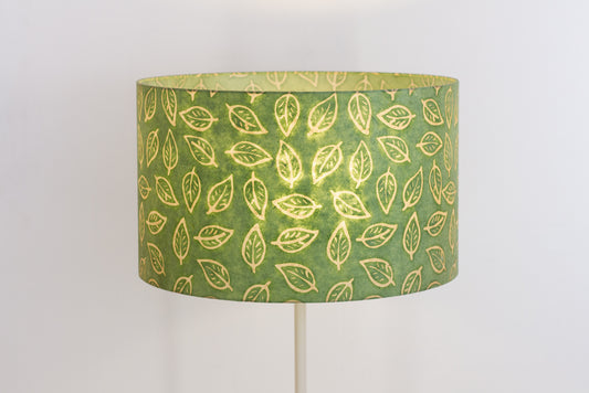 Drum Lamp Shade - P29 - Batik Leaf on Green, 50cm(d) x 30cm(h)