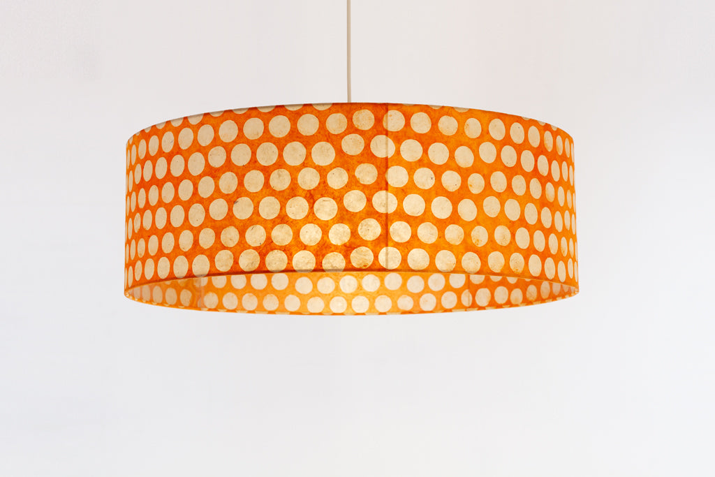 Drum Lamp Shade - B110 ~ Batik Dots on Orange, 60cm(d) x 20cm(h)