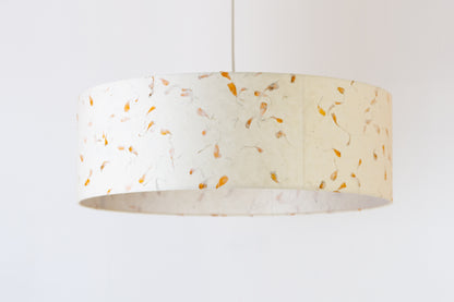 Drum Lamp Shade - P32 - Marigold Petals on Natural Lokta, 60cm(d) x 20cm(h)
