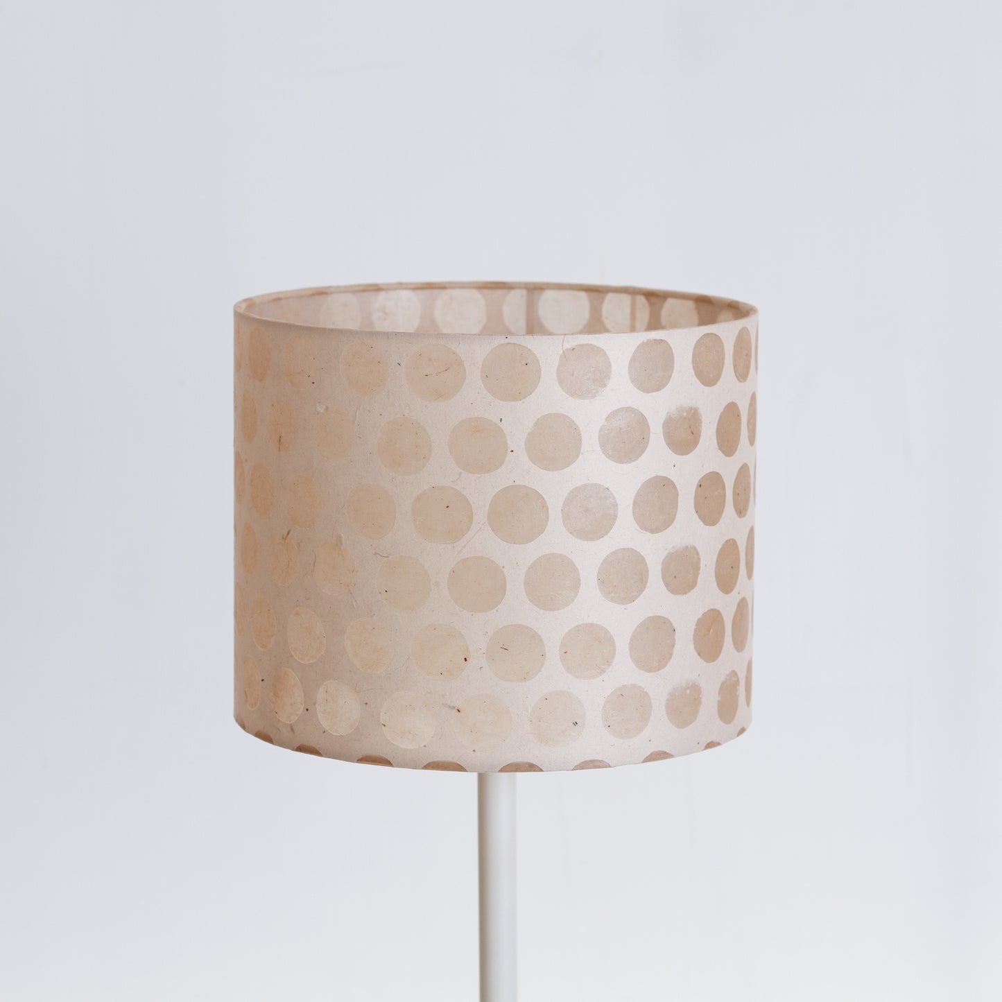 Drum Lamp Shade - P85 ~ Batik Dots on Natural, 25cm x 20cm