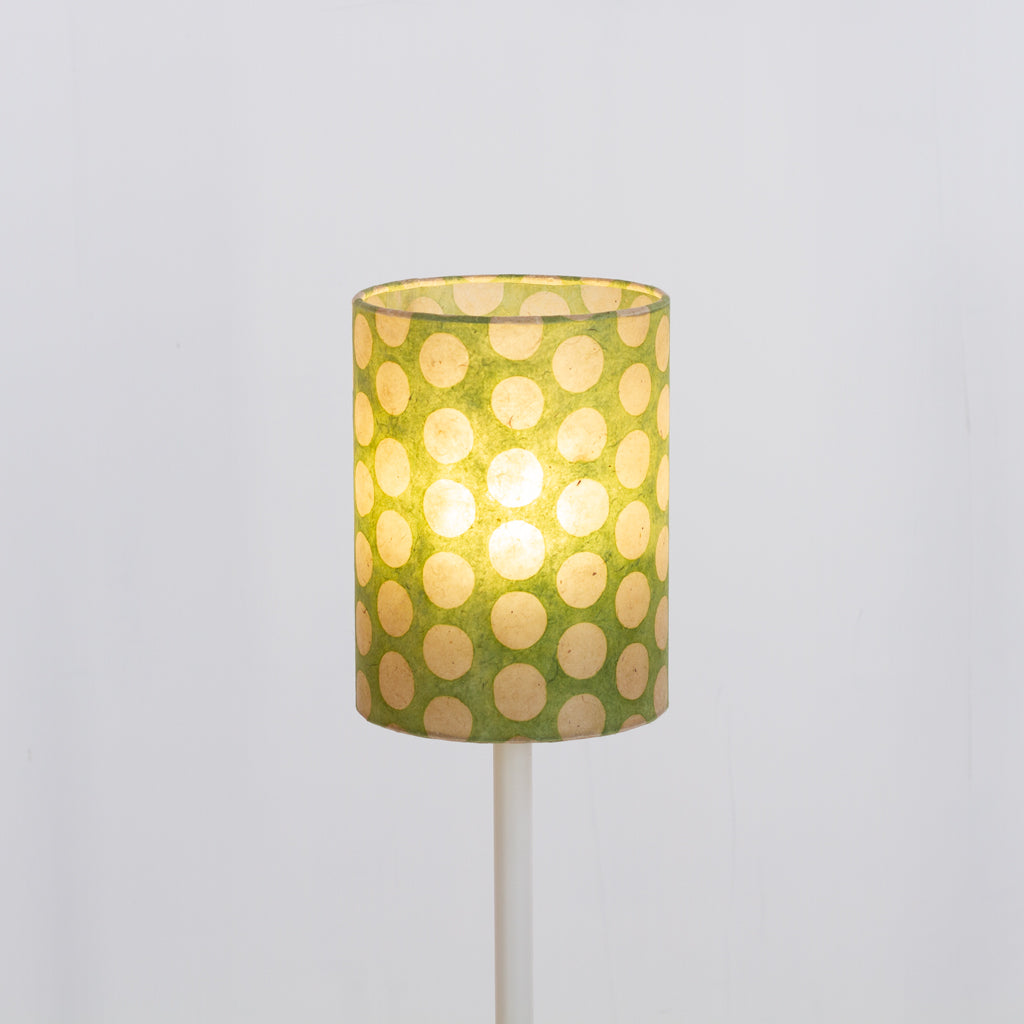 Drum Lamp Shade - P87 ~ Batik Dots on Green, 15cm(diameter)
