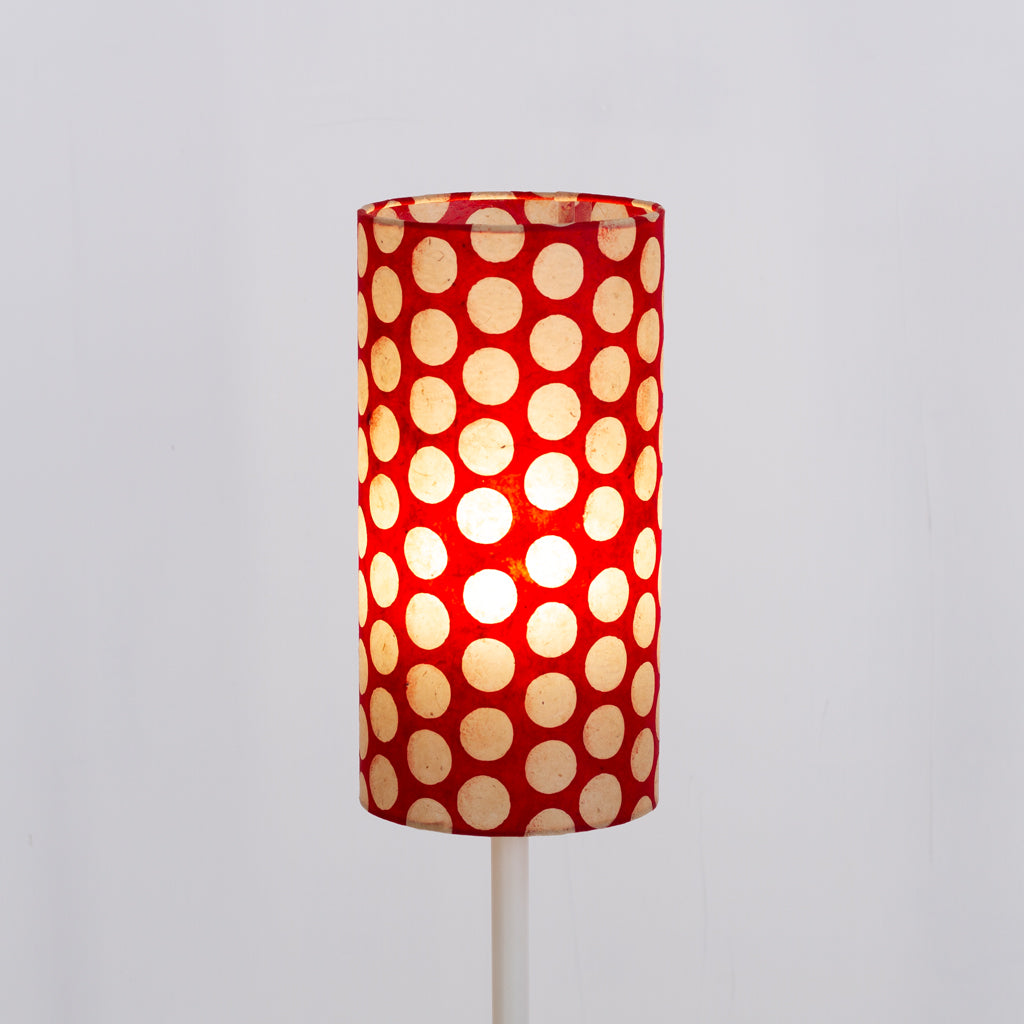 Drum Lamp Shade - P84 ~ Batik Dots on Red, 15cm(diameter)
