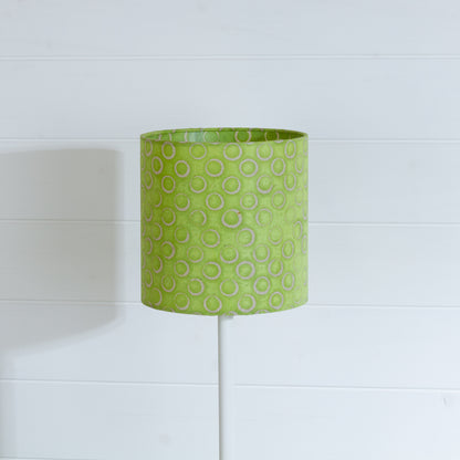 Drum Lamp Shade - P02 - Batik Lime Circles, 20cm(d) x 20cm(h)