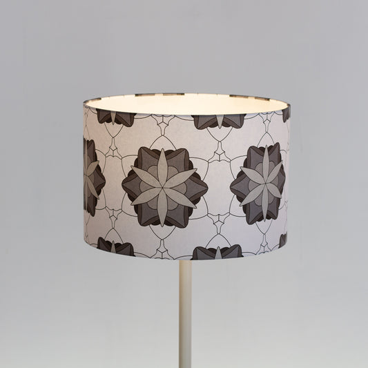 Drum Lamp Shade 30cm(d) x 20cm(h) Geometric Flowers Grey