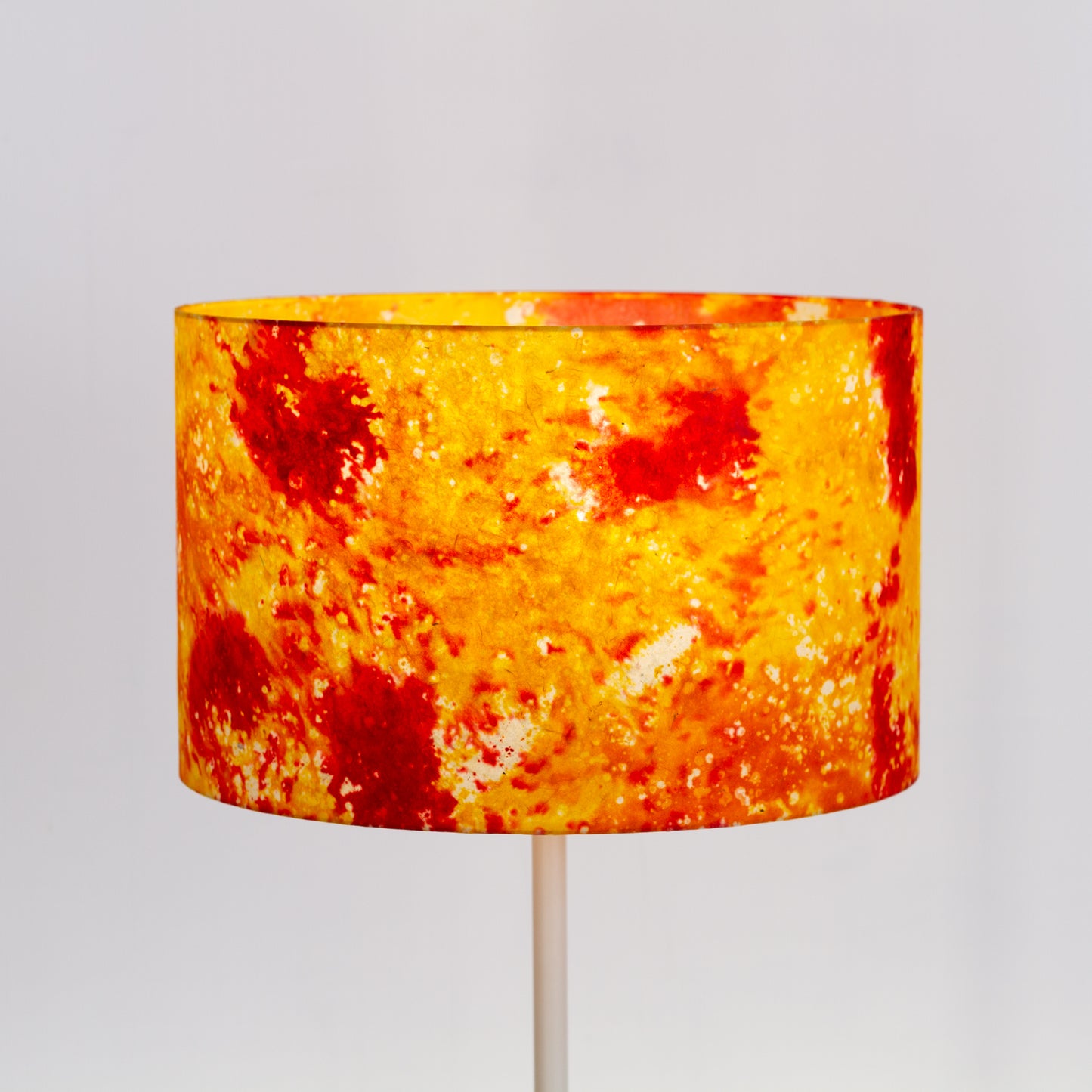 Drum Lamp Shade - B112 ~ Batik Lava Red/Orange, 40cm(d) x 25cm(h)