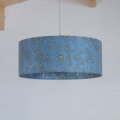 Drum Lamp Shade - P31 - Batik Leaf on Blue, 50cm(d) x 20cm(h)