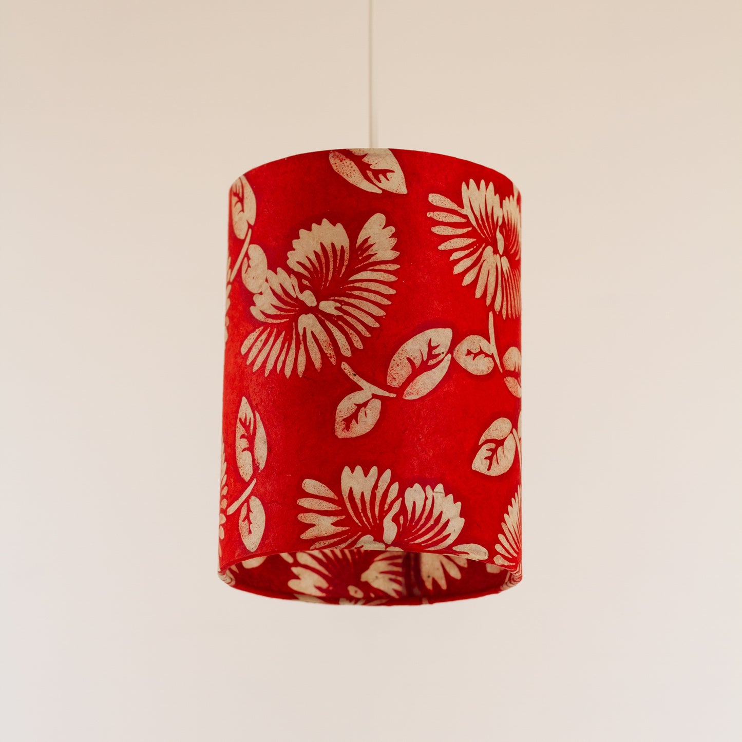 Drum Lamp Shade - B118 - Batik Peony Red, 15cm(diameter)