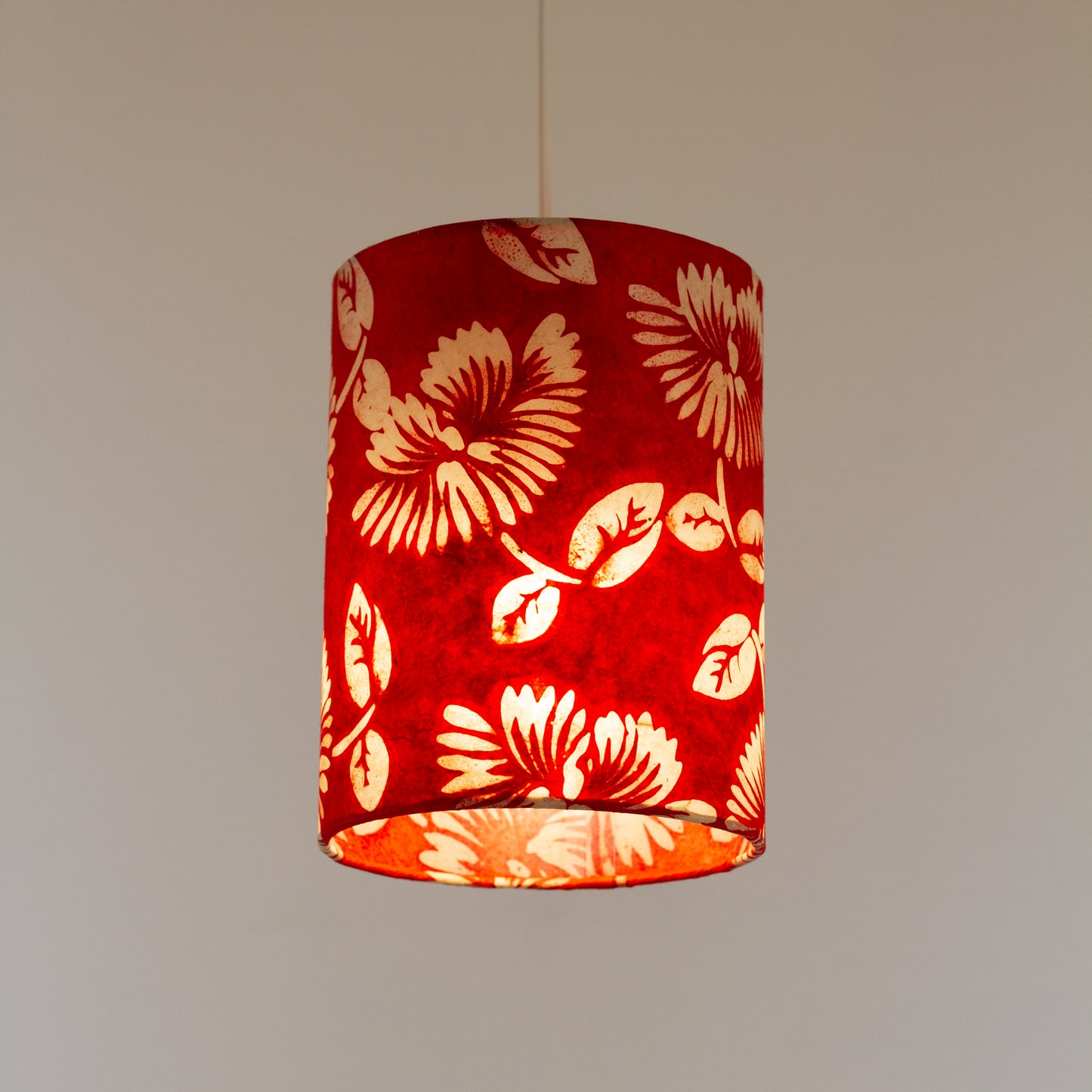 Drum Lamp Shade - B118 - Batik Peony Red, 15cm(diameter)