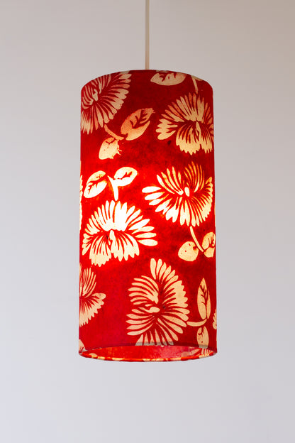 Drum Lamp Shade - B118 - Batik Peony Red, 15cm(diameter)