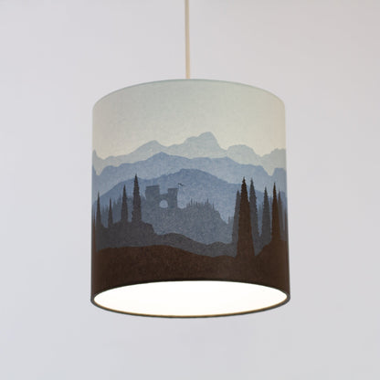 Forest Landscape Print Drum Lamp Shade 20cm(d) x 20cm(h) Blue