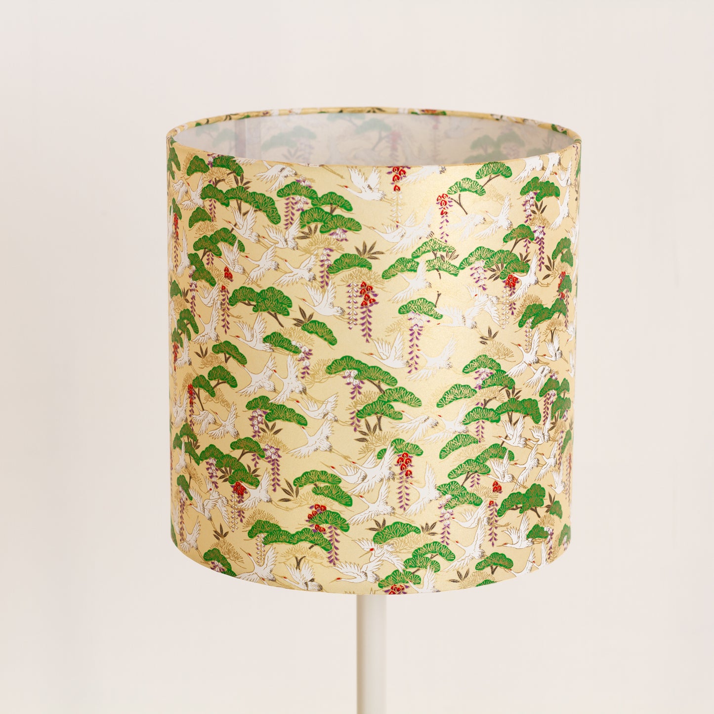 Drum Lamp Shade - W05 - Cranes, 25cm x 25cm