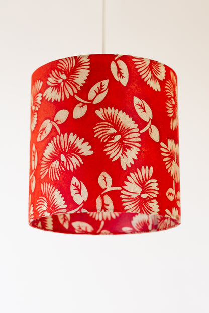 Drum Lamp Shade 25cm(d) x 25cm(h) - B118 - Batik Peony Red