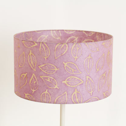 Drum Lamp Shade - P68 - Batik Leaf on Purple, 35cm(d) x 20cm(h)