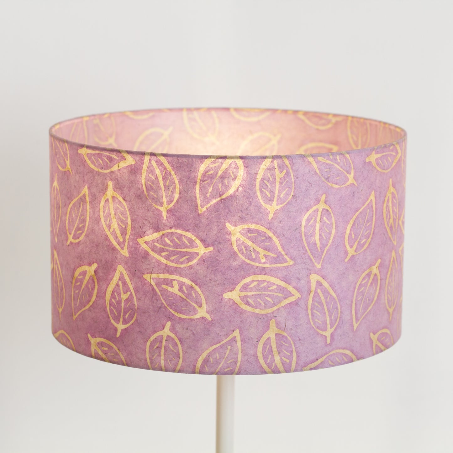 Drum Lamp Shade - P68 - Batik Leaf on Purple, 35cm(d) x 20cm(h)
