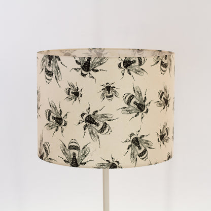 Drum Lamp Shade - P42 - Bees Screen Print on Natural Lokta, 40cm(d) x 30cm(h)