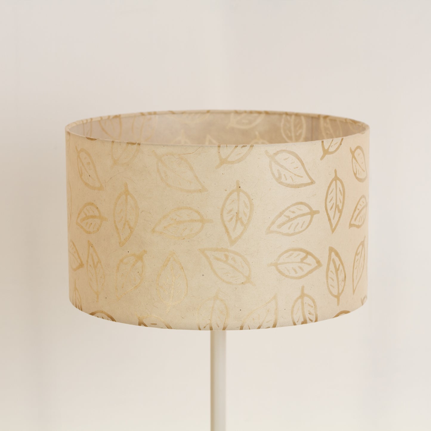 Drum Lamp Shade - P28 - Batik Leaf on Natural, 35cm(d) x 20cm(h)