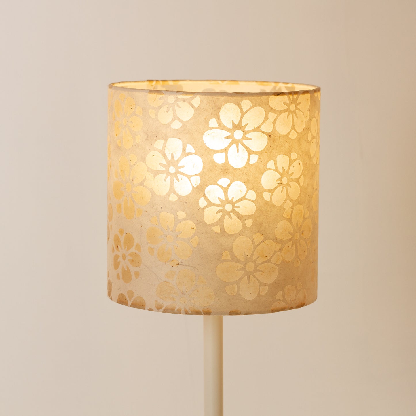 Drum Lamp Shade - P75 - Batik Star Flower Natural, 20cm(d) x 20cm(h)