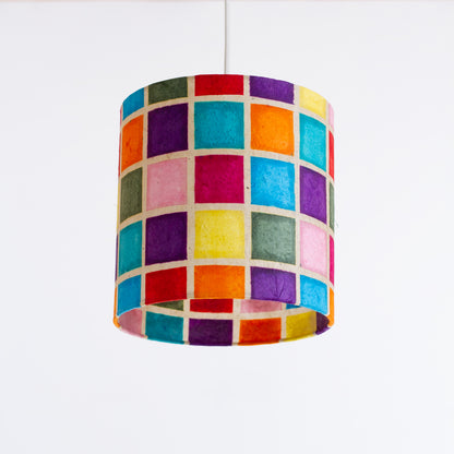 Drum Lamp Shade - P01 - Batik Multi Square, 20cm(d) x 20cm(h)